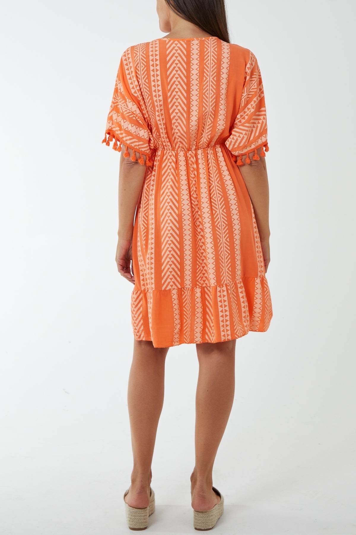Aztec Print Mini Dress with Tassels