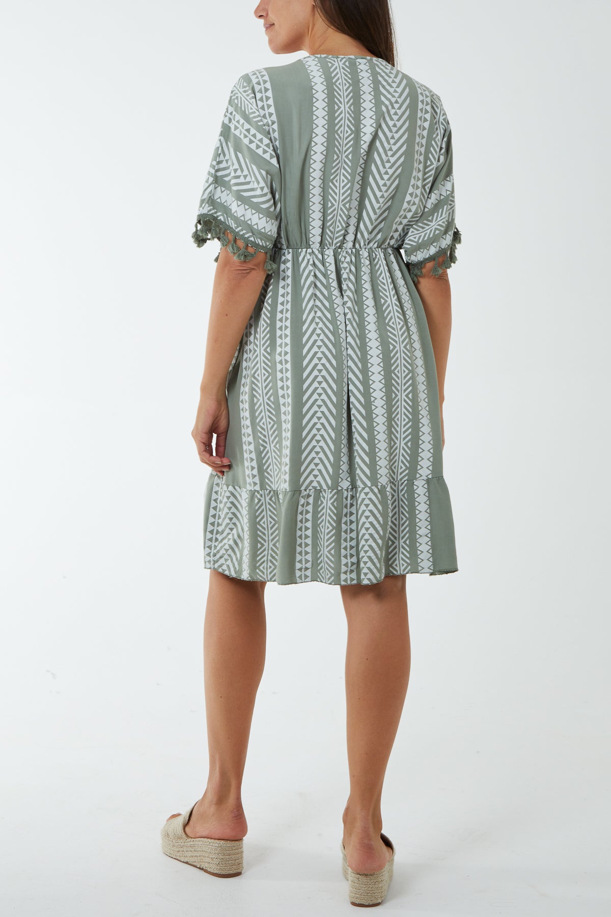 Aztec Print Mini Dress with Tassels