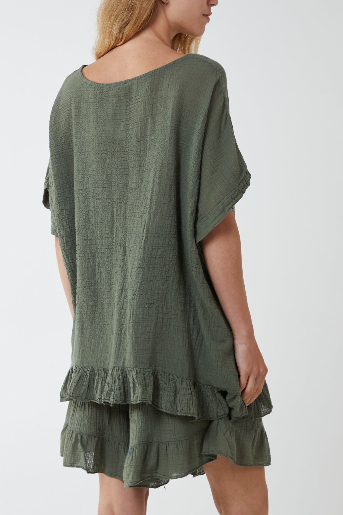 Cotton Blend Frill Hem Top & Short Set
