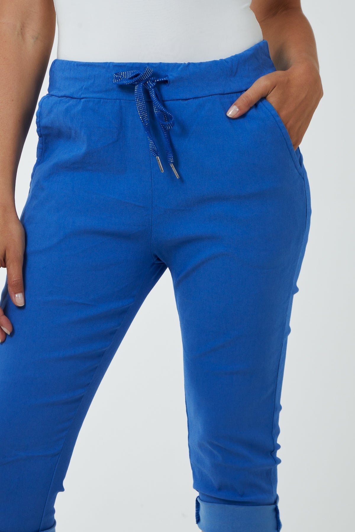 Glitter Drawstring Pocket Capri Trousers