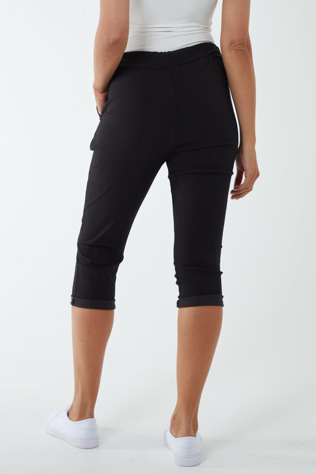 Glitter Drawstring Pocket Capri Trousers