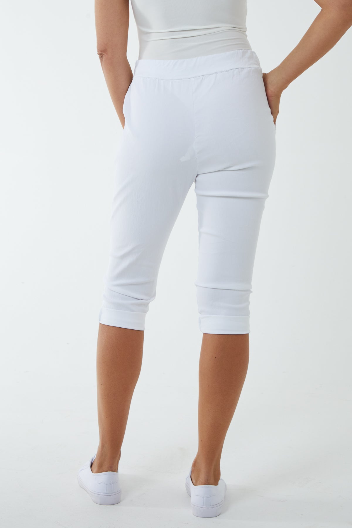 Glitter Drawstring Pocket Capri Trousers