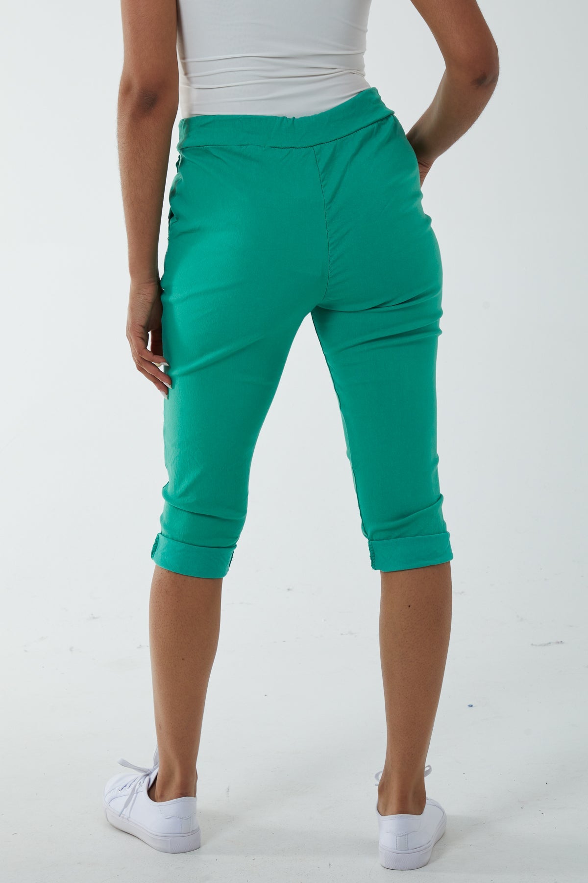 Glitter Drawstring Pocket Capri Trousers