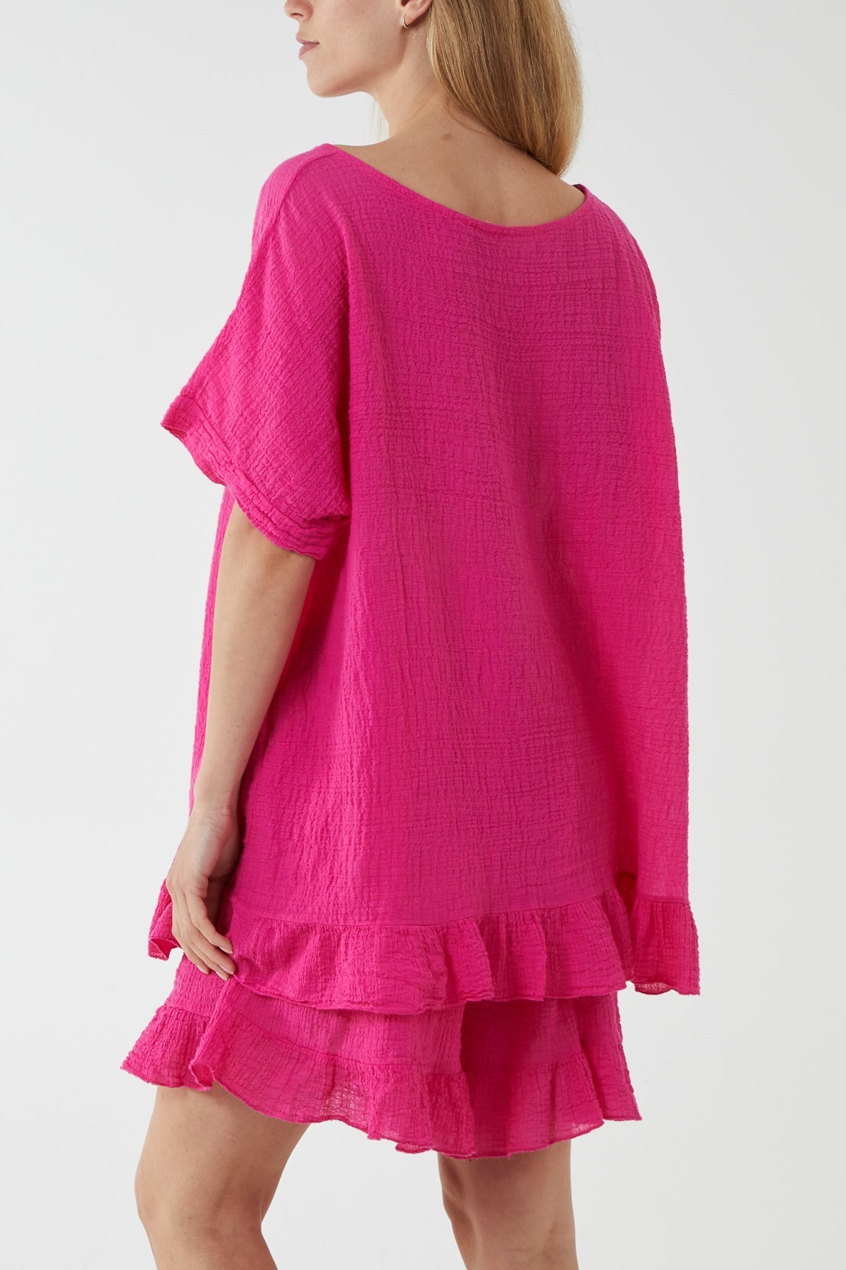 Cotton Blend Frill Hem Top & Short Set