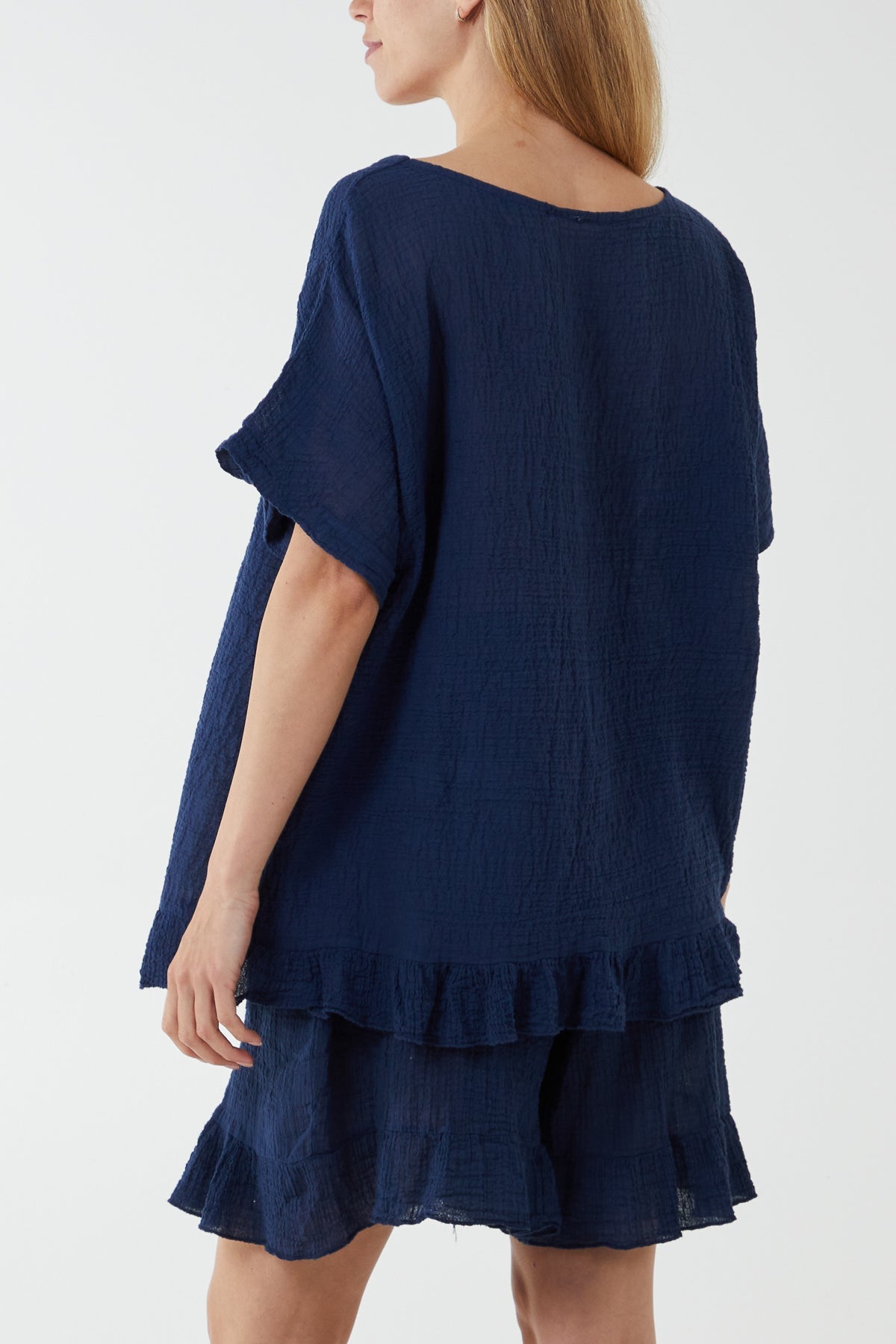 Cotton Blend Frill Hem Top & Short Set