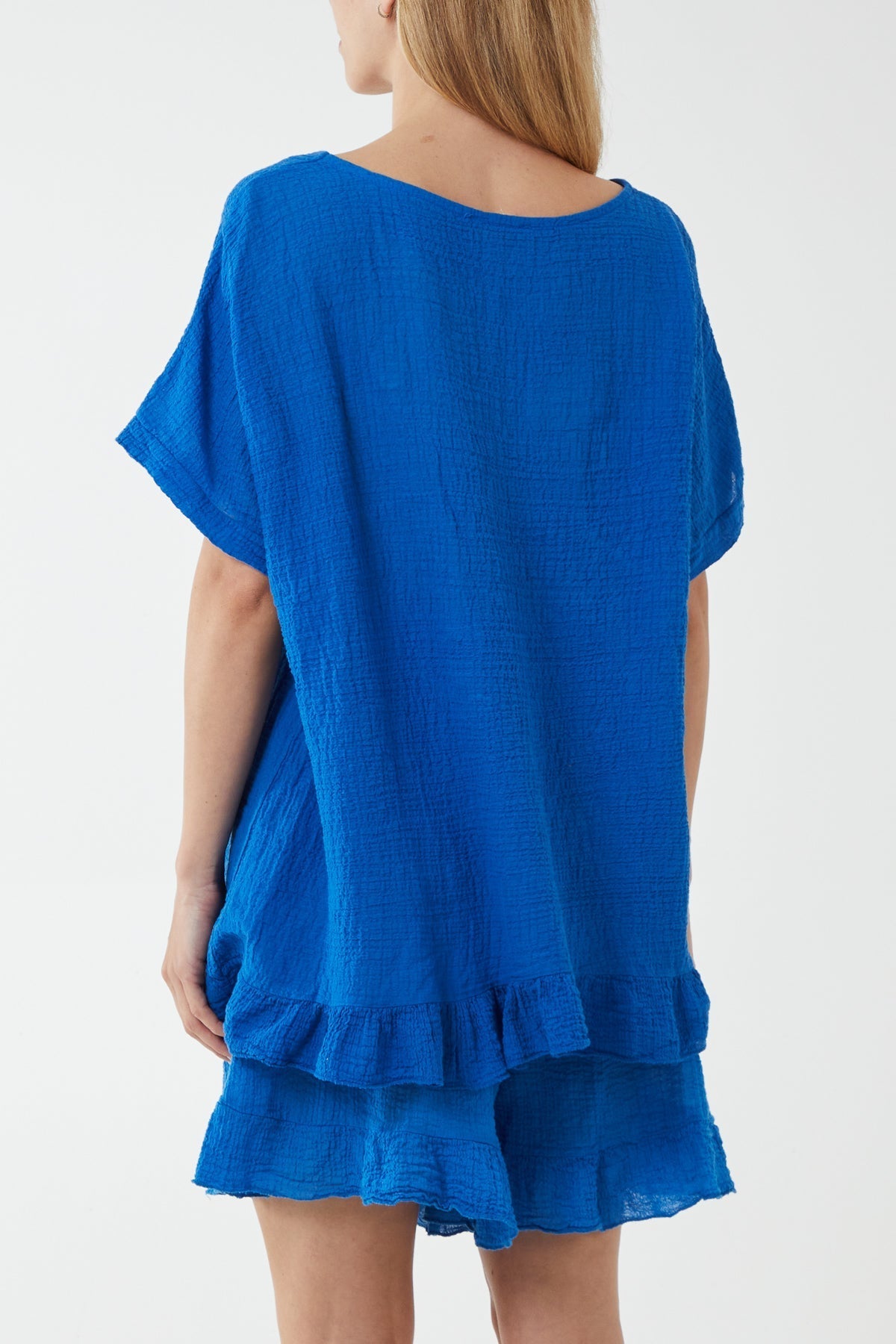 Cotton Blend Frill Hem Top & Short Set