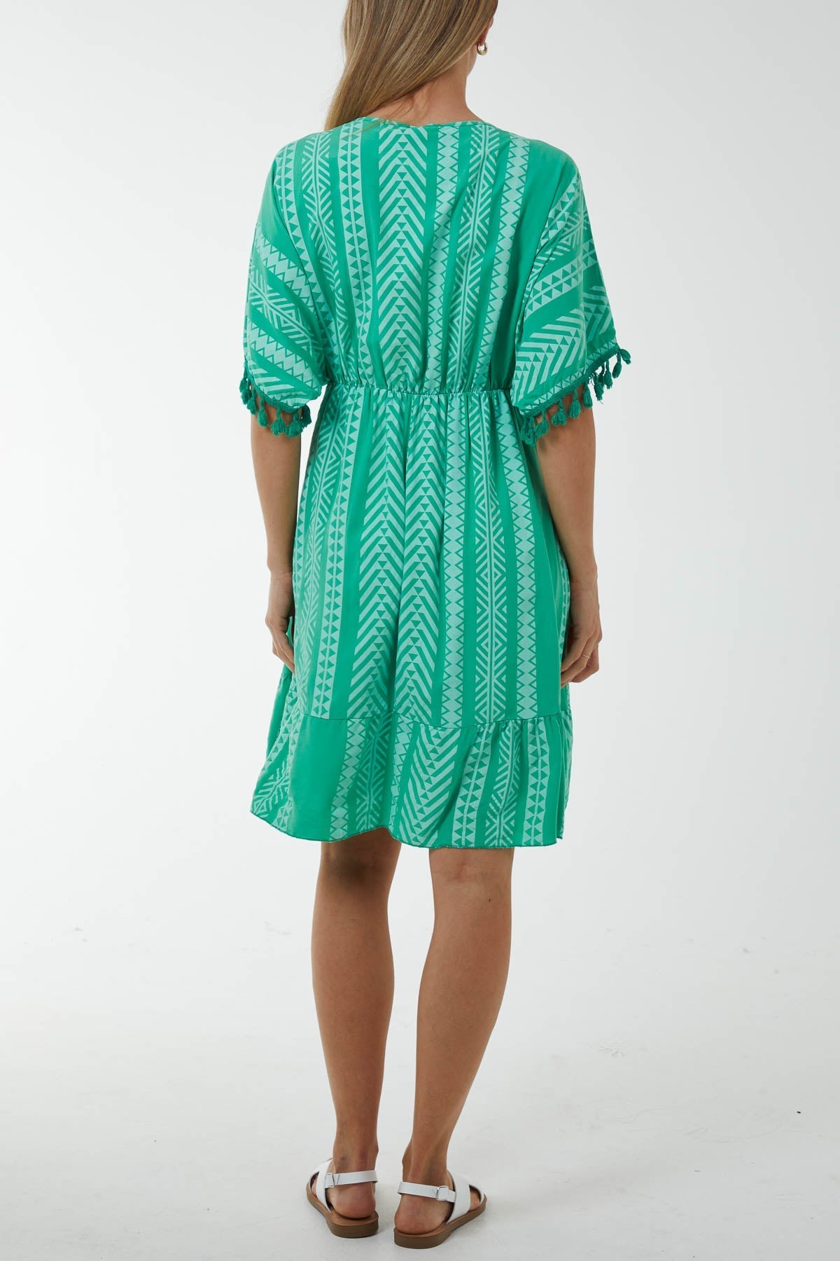 Aztec Print Mini Dress with Tassels