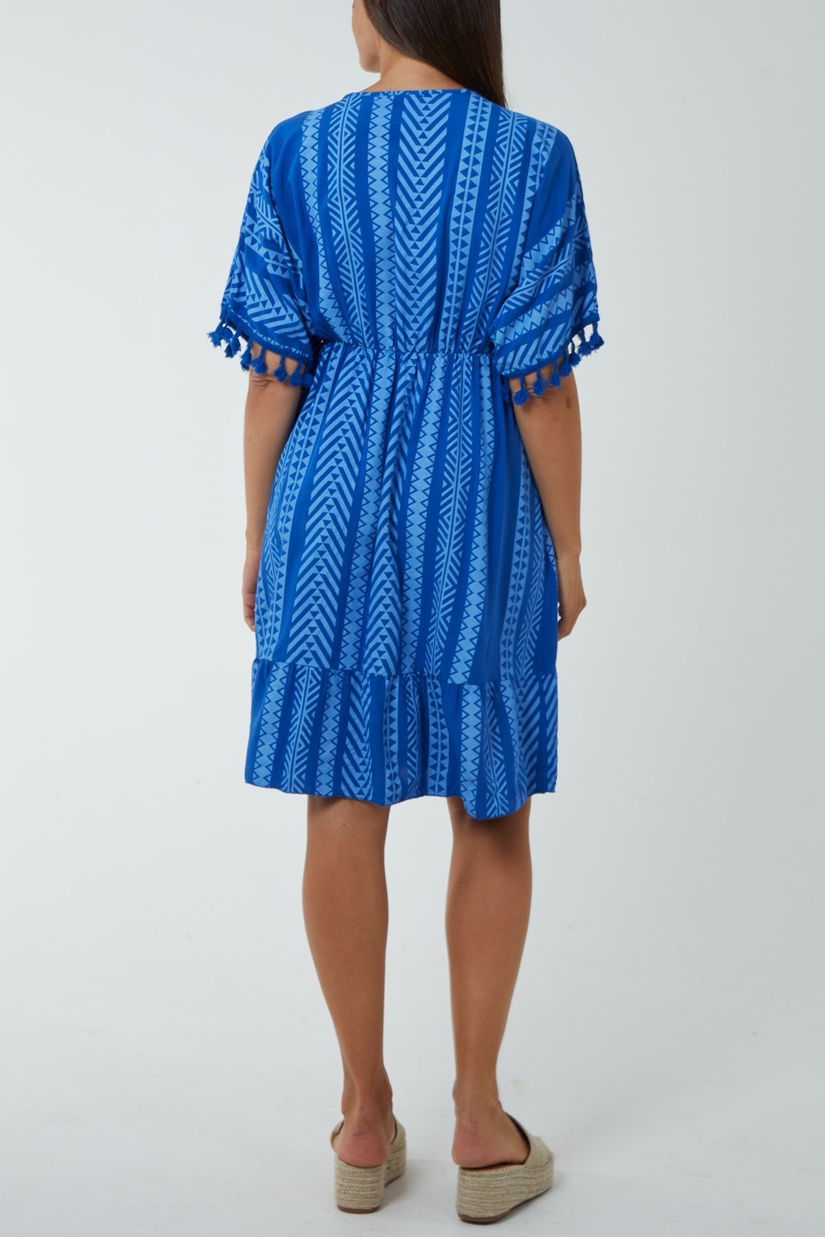 Aztec Print Mini Dress with Tassels