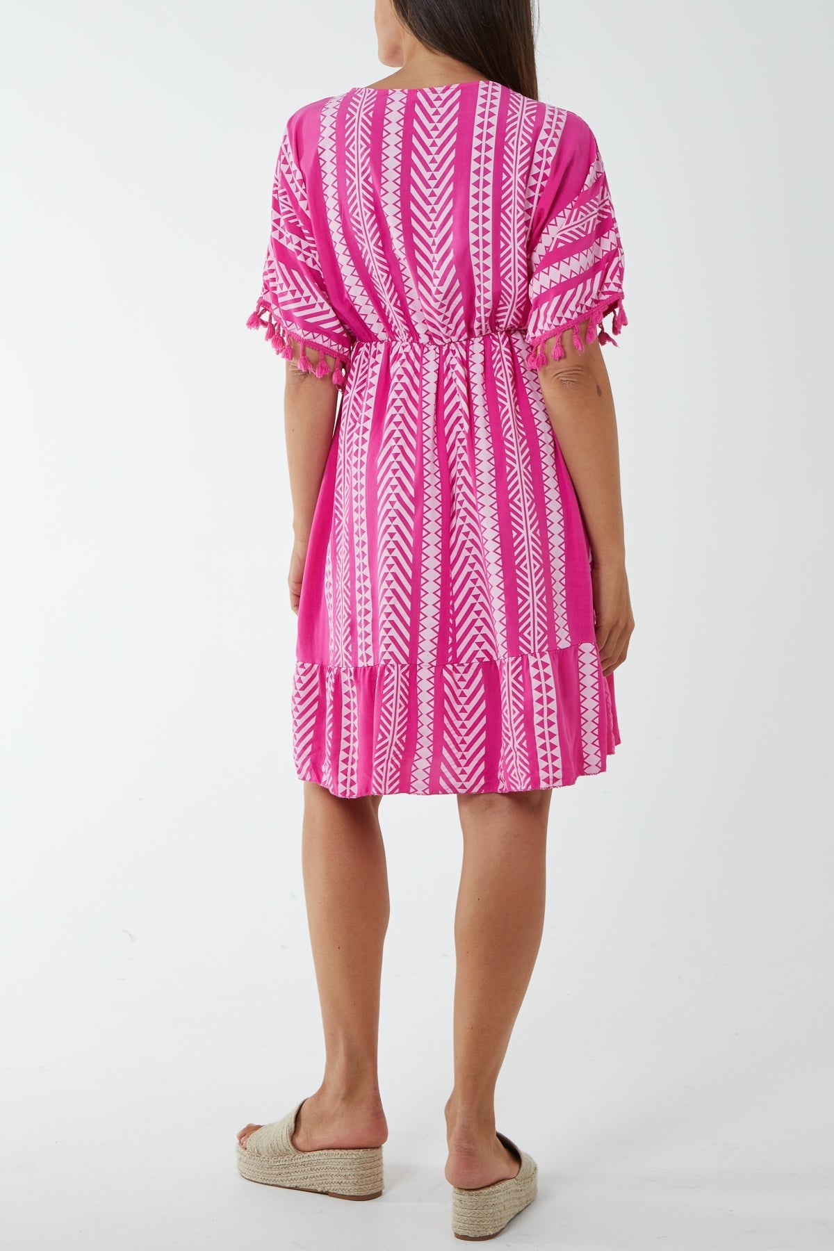 Aztec Print Mini Dress with Tassels