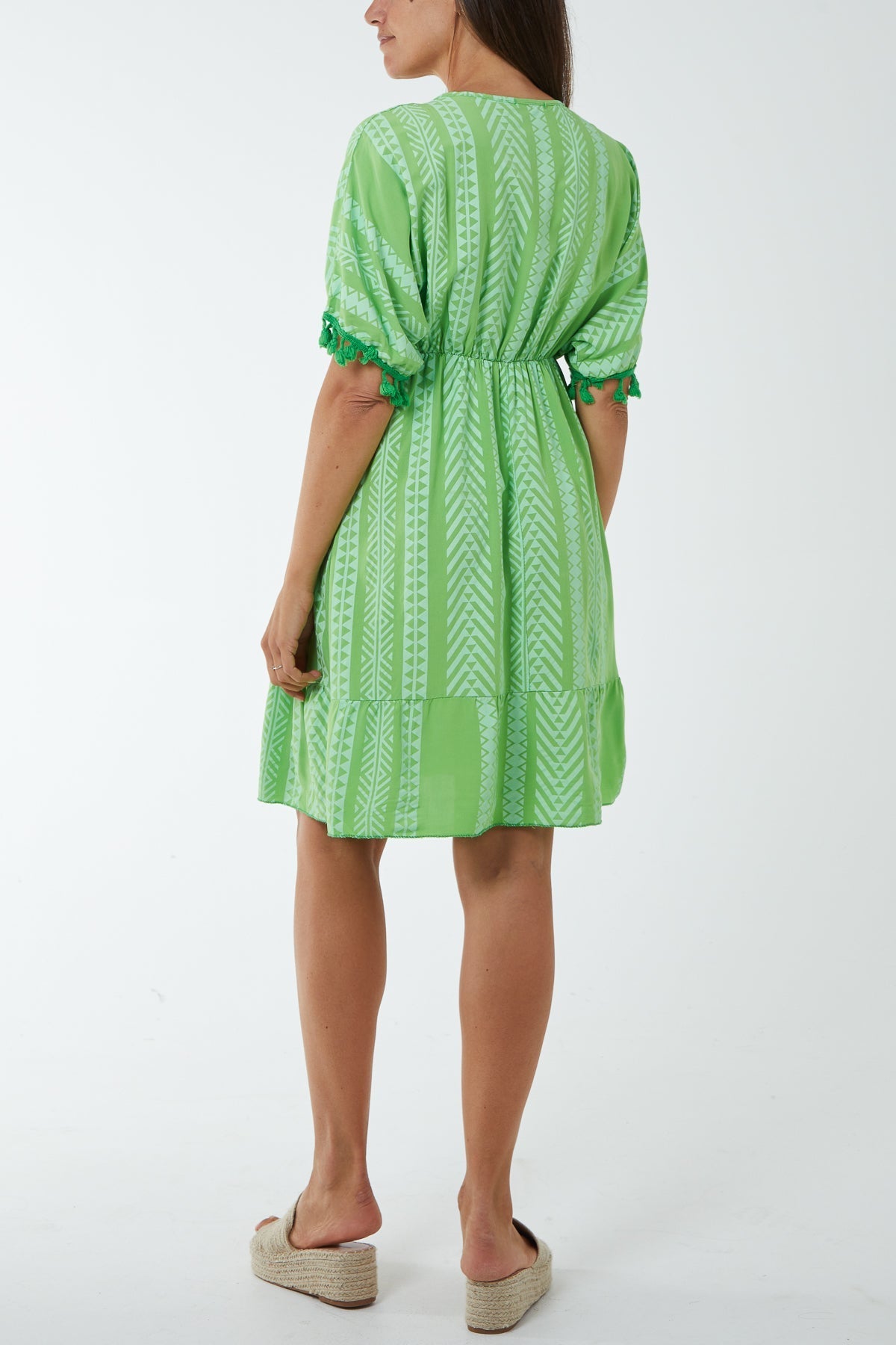 Aztec Print Mini Dress with Tassels