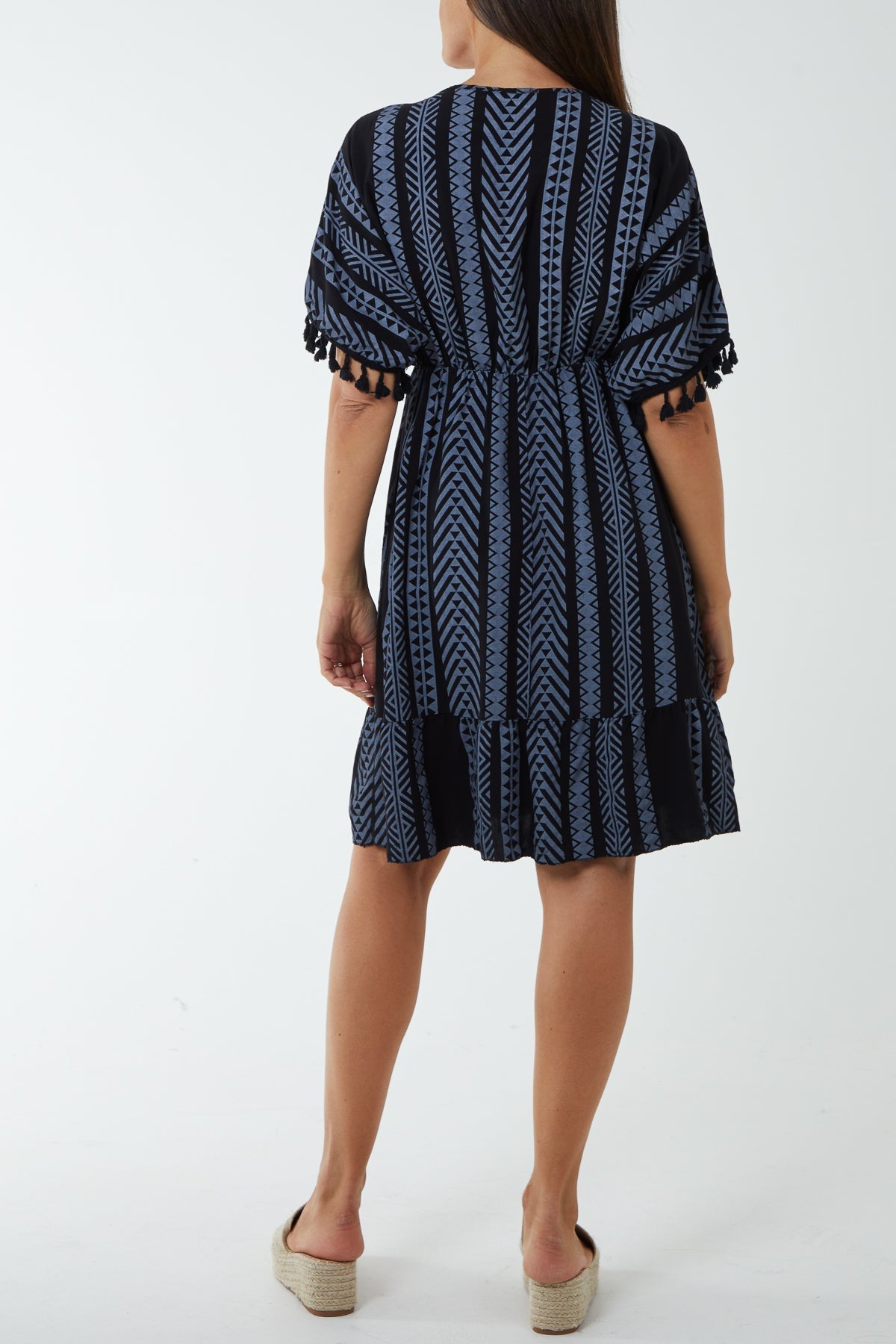 Aztec Print Mini Dress with Tassels