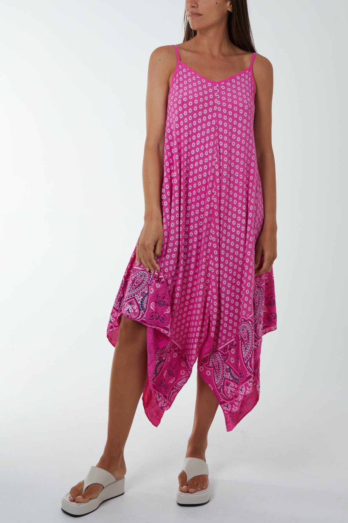 Cami Hanky Hem Midi Dress Dresses WearAll Fuchsia One Size