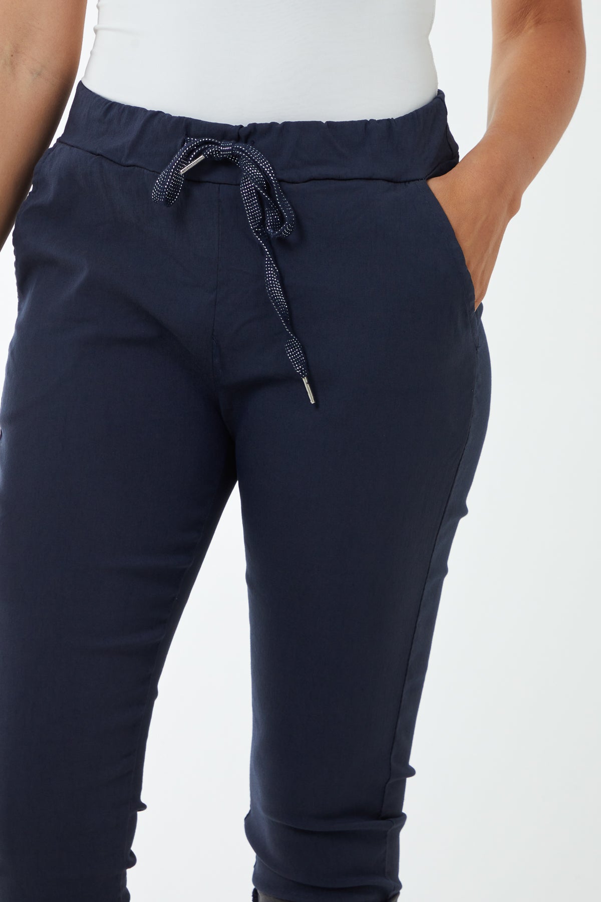 Glitter Drawstring Pocket Capri Trousers