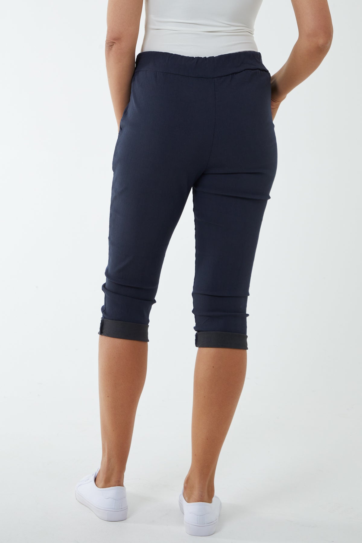 Glitter Drawstring Pocket Capri Trousers
