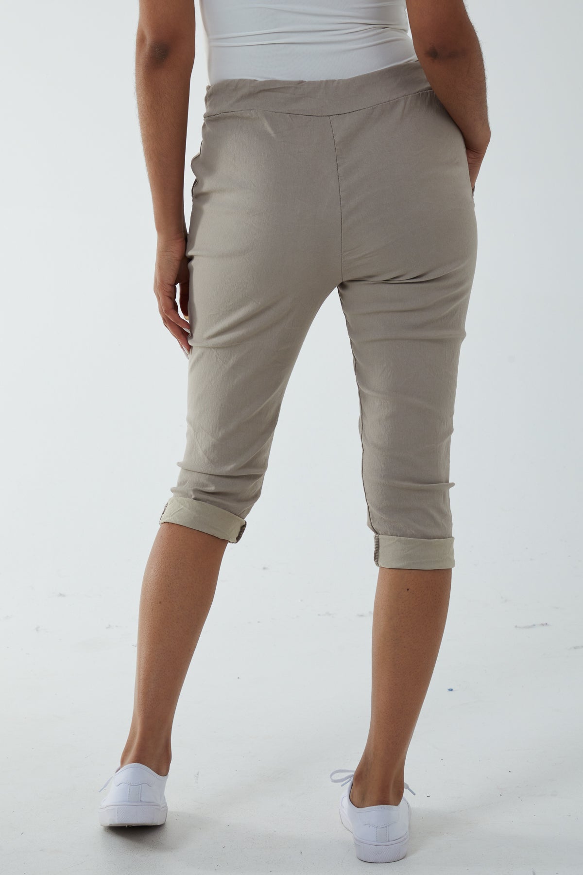 Glitter Drawstring Pocket Capri Trousers