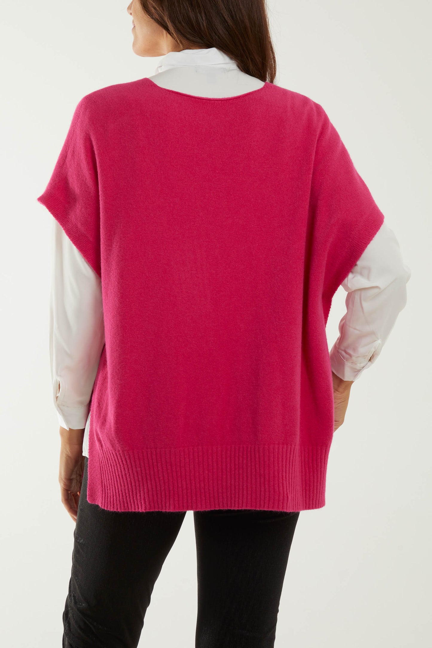 V-Neck Side Split Knit Vest