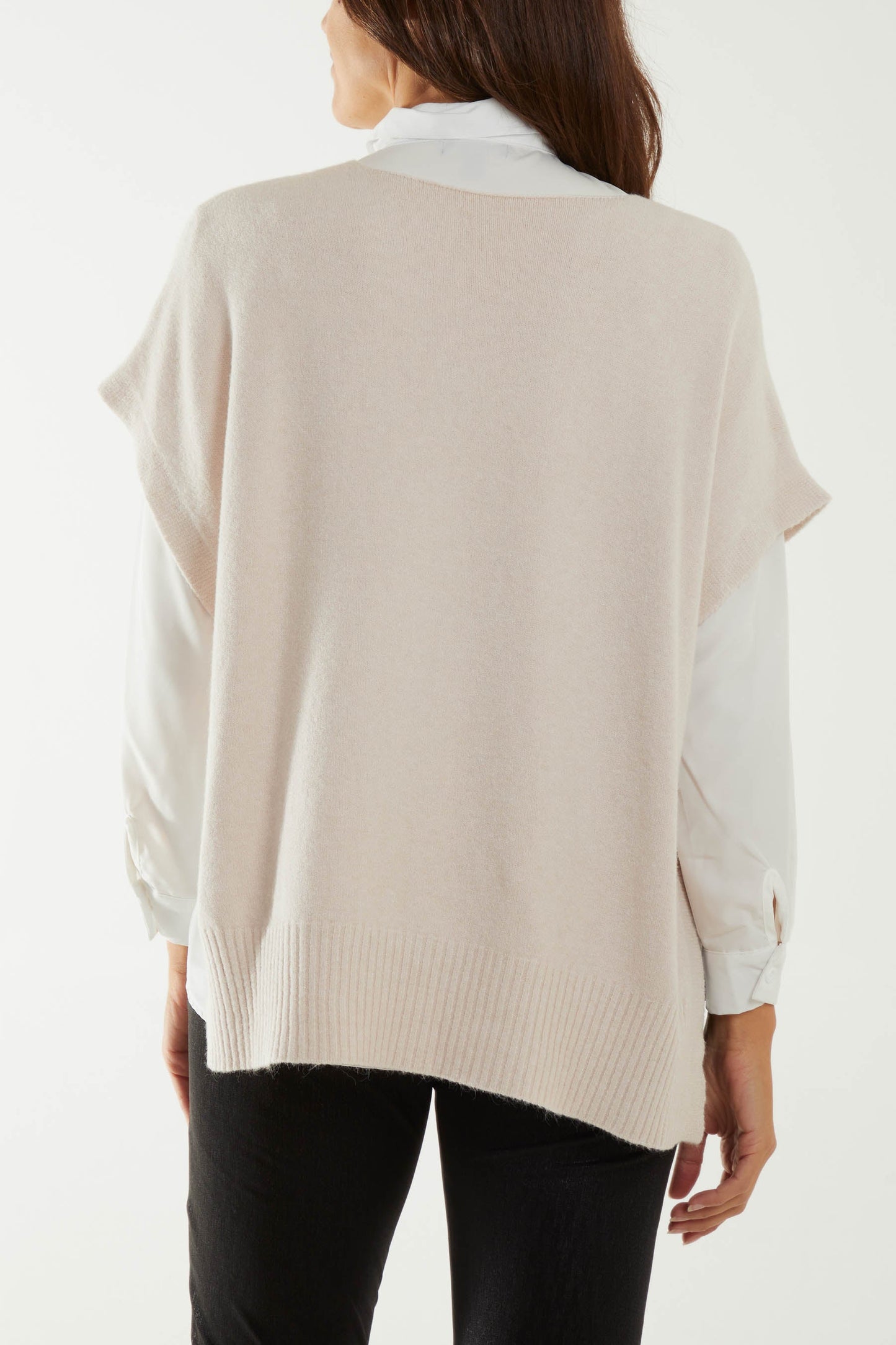 V-Neck Side Split Knit Vest
